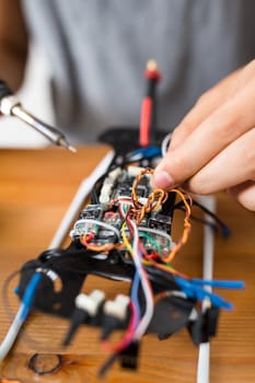 Welding on flying drone body