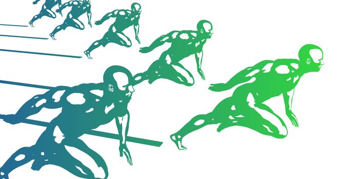 Change Management Technology with Men Running Forward
