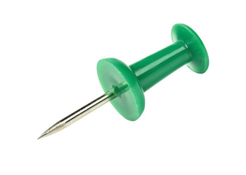 close up of a green pushpin board isolated on white background