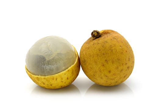 Longan fruit on white background (Dimocarpus longan)