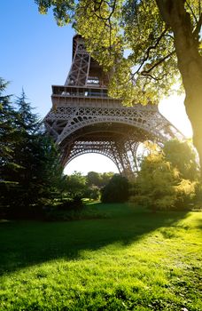 Great Eiffel tower in Paris and landscape