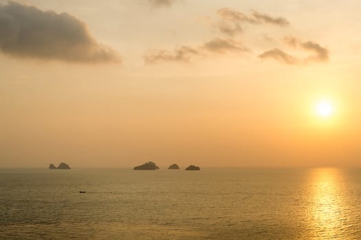 Sun Setting on the sea at Samui island, Thailand