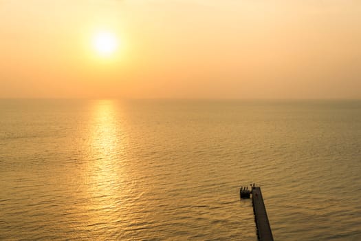 Wooden pier at Samui island at sunset or sunrise