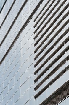 Modern facade of composite panels, view from outside