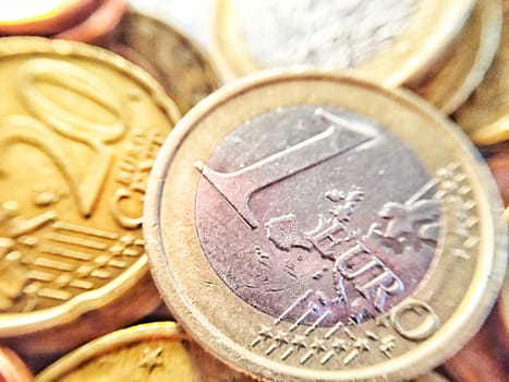 close up of euro coins