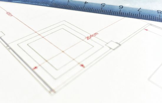 architectural project with a ruler