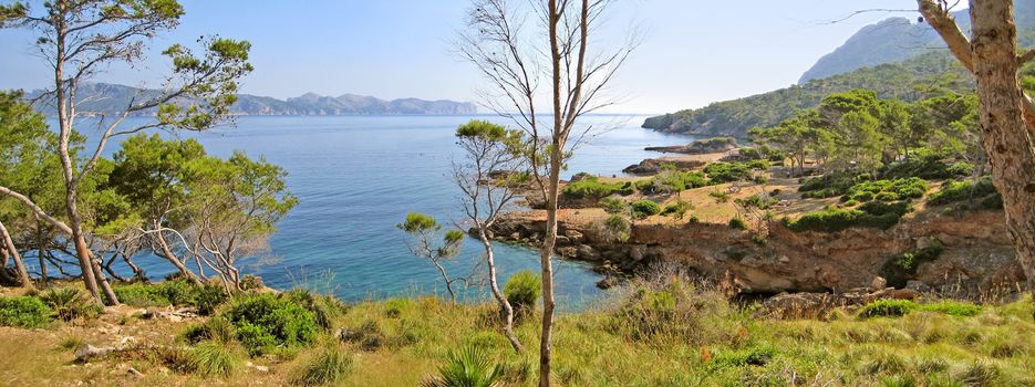 Peninsula Formentor, view from peninsula Victoria - coastal cliff coast with ocean view panorama