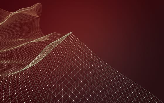 Abstract polygonal space low poly dark background with connecting dots and lines. Connection structure. 3d rendering