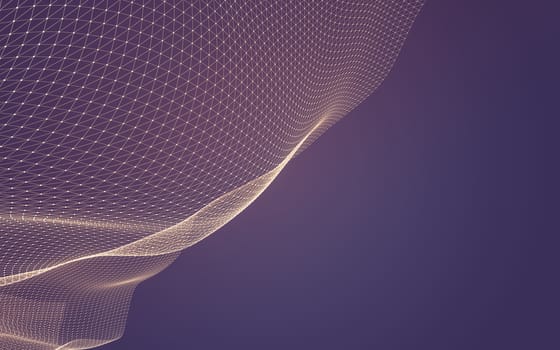 Abstract polygonal space low poly dark background with connecting dots and lines. Connection structure. 3d rendering