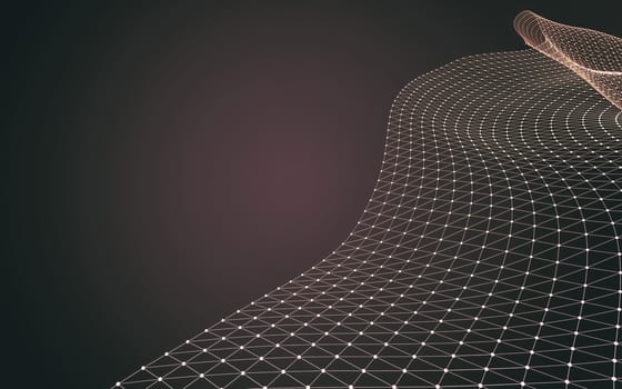 Abstract polygonal space low poly dark background with connecting dots and lines. Connection structure. 3d rendering