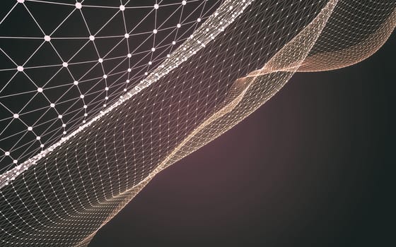 Abstract polygonal space low poly dark background with connecting dots and lines. Connection structure. 3d rendering