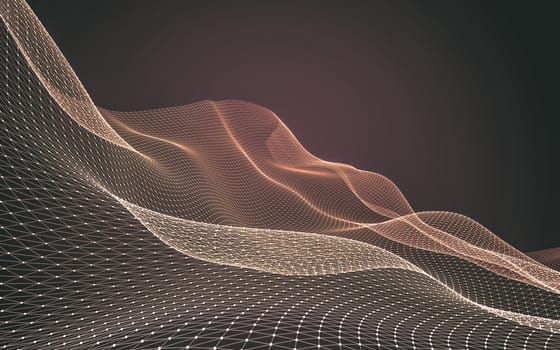 Abstract polygonal space low poly dark background with connecting dots and lines. Connection structure. 3d rendering