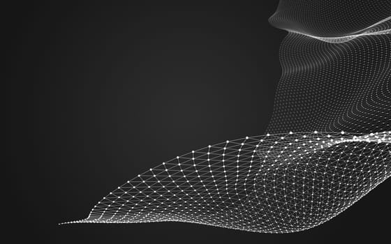 Abstract polygonal space low poly dark background with connecting dots and lines. Connection structure. 3d rendering