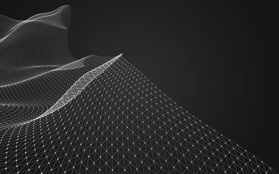 Abstract polygonal space low poly dark background with connecting dots and lines. Connection structure. 3d rendering