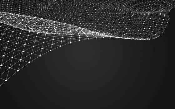 Abstract polygonal space low poly dark background with connecting dots and lines. Connection structure. 3d rendering