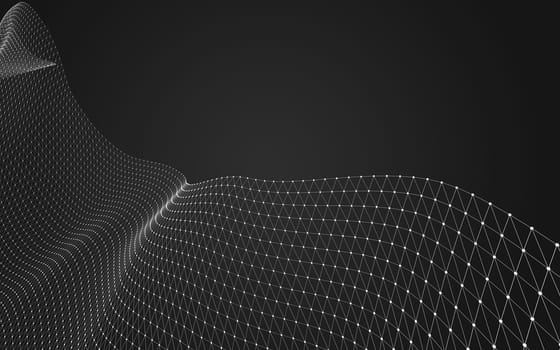 Abstract polygonal space low poly dark background with connecting dots and lines. Connection structure. 3d rendering