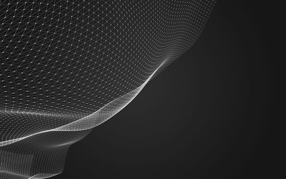 Abstract polygonal space low poly dark background with connecting dots and lines. Connection structure. 3d rendering