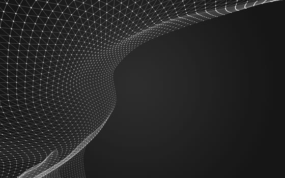 Abstract polygonal space low poly dark background with connecting dots and lines. Connection structure. 3d rendering