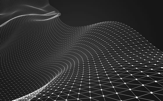 Abstract polygonal space low poly dark background with connecting dots and lines. Connection structure. 3d rendering