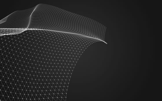 Abstract polygonal space low poly dark background with connecting dots and lines. Connection structure. 3d rendering