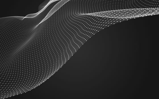 Abstract polygonal space low poly dark background with connecting dots and lines. Connection structure. 3d rendering