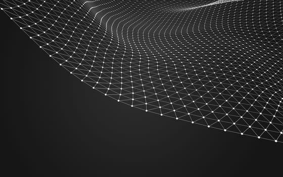 Abstract polygonal space low poly dark background with connecting dots and lines. Connection structure. 3d rendering