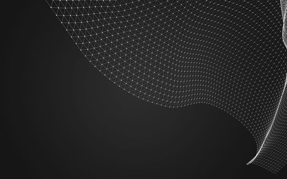 Abstract polygonal space low poly dark background with connecting dots and lines. Connection structure. 3d rendering