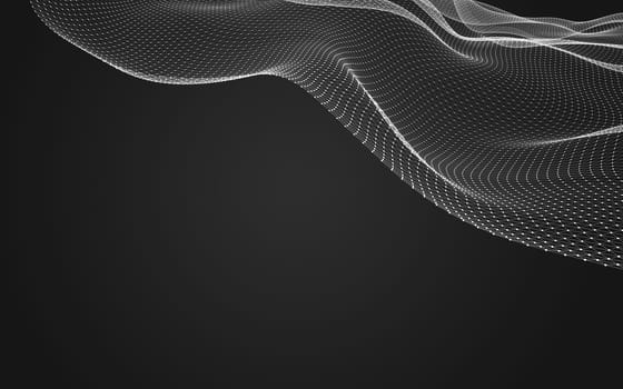 Abstract polygonal space low poly dark background with connecting dots and lines. Connection structure. 3d rendering