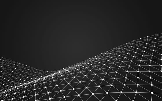 Abstract polygonal space low poly dark background with connecting dots and lines. Connection structure. 3d rendering