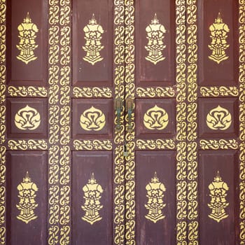 Native Thai style of pattern on door temple