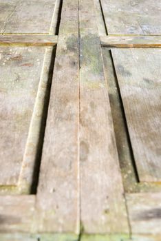 Perspective wooden plank on natural, selective focus.