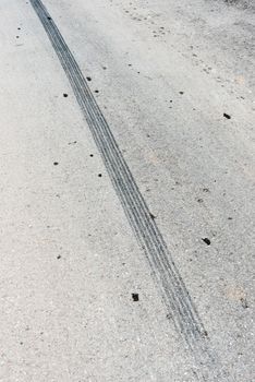 Brake marks on the road.
