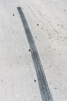 Brake marks on the road.