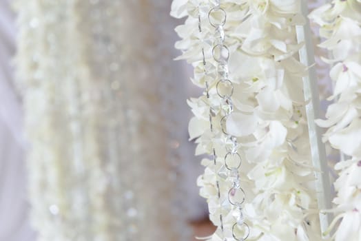 White orchid flowers and crystal decorative for wedding.