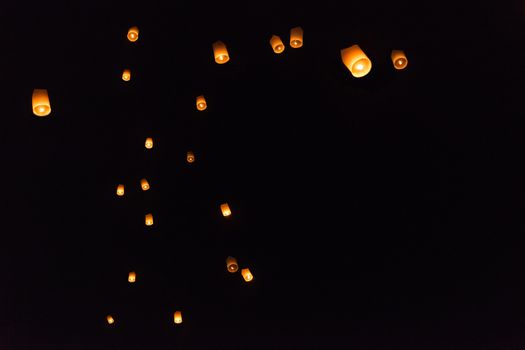 Floating lanterns.