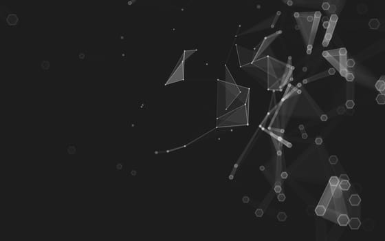 Abstract polygonal space low poly dark background with connecting dots and lines. Connection structure. 3d rendering