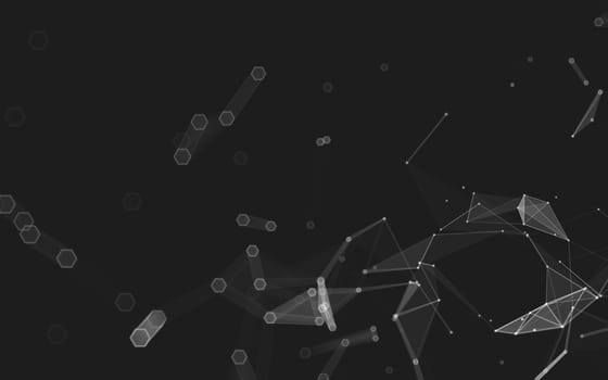 Abstract polygonal space low poly dark background with connecting dots and lines. Connection structure. 3d rendering