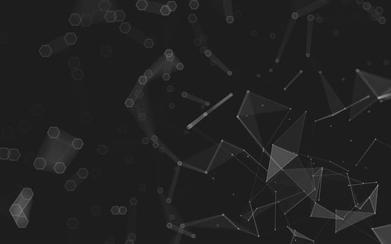 Abstract polygonal space low poly dark background with connecting dots and lines. Connection structure. 3d rendering