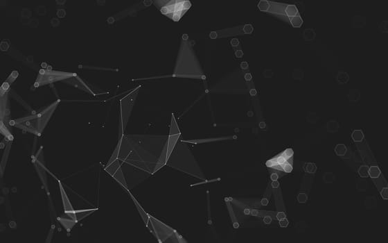 Abstract polygonal space low poly dark background with connecting dots and lines. Connection structure. 3d rendering