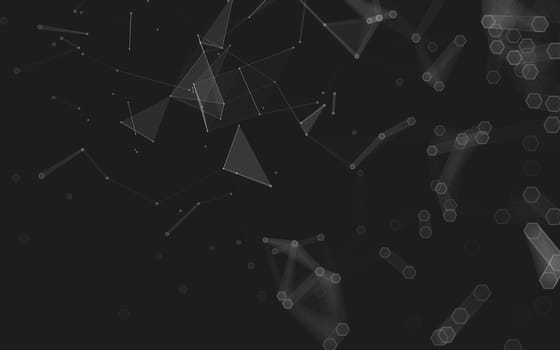 Abstract polygonal space low poly dark background with connecting dots and lines. Connection structure. 3d rendering