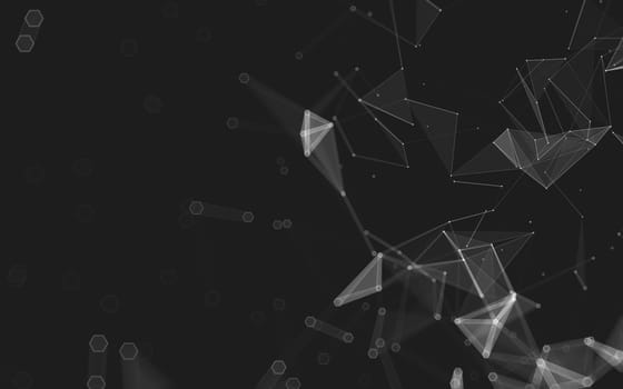 Abstract polygonal space low poly dark background with connecting dots and lines. Connection structure. 3d rendering