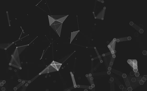 Abstract polygonal space low poly dark background with connecting dots and lines. Connection structure. 3d rendering