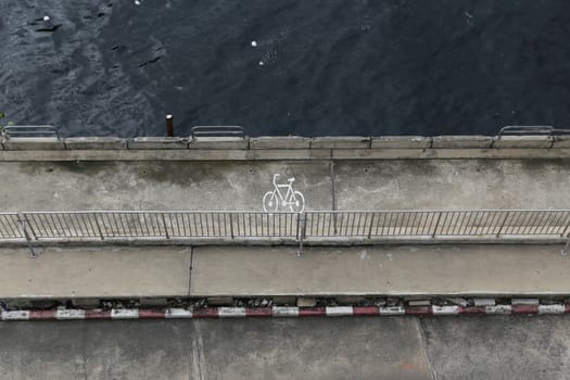 Bicycle lane way along the river in Bangkok, Thailand