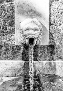 Ancient fountain in the middle of italian city