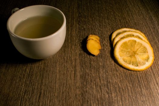 Ginger and lemon brewed, natural medicine