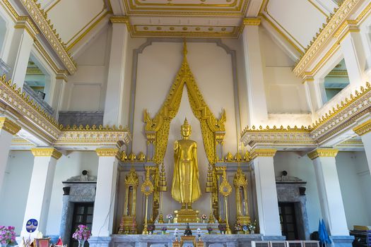 Thailand - August 31, 2016: Golden Buddha statue at Wat Sothorn, Chachoengsao Thailand