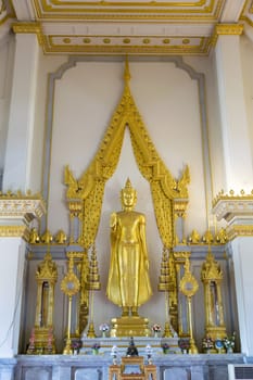 Thailand - August 31, 2016: Golden Buddha statue at Wat Sothorn, Chachoengsao Thailand