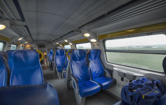 View of suspicious baggage on the train