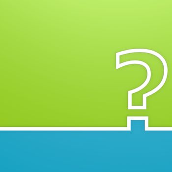 Question mark on green and blue background image, 3d rendering
