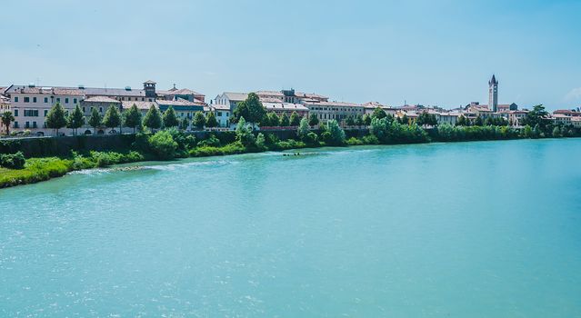 Embankment of river Adige in Verona, Italy